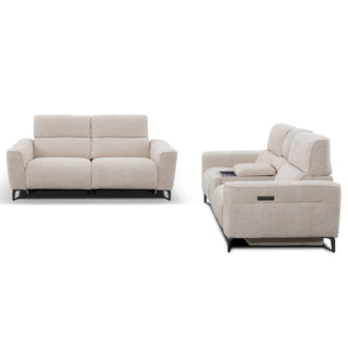 Tivoli 3 Seater Dual Electric Recliner with Electric Telescopic Headrests -Ivory