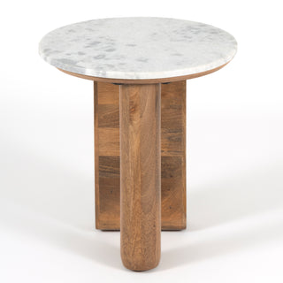 Logan White Marble Round Side Table