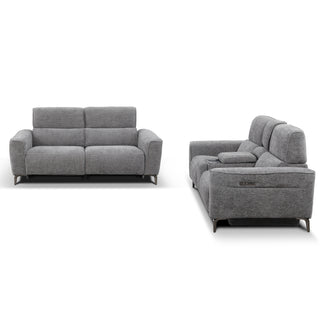 Tivoli 3 Seater Dual Electric Recliner with Electric Telescopic Headrests -Charcoal