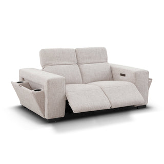 Aspen 2 Seater electric recliner sofa in Chocolate fabric - angled view