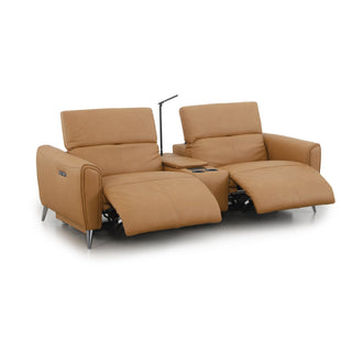 Bronte 2 Seater With Console, shown in Oslo-Antelope leather - reclined