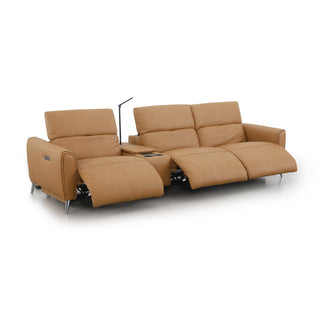 Bronte 3 Seater With Console, shown in Oslo-Antelope leather - angled view