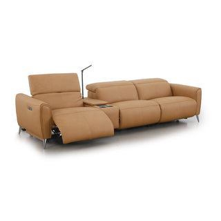 Bronte 3 Seater With Console, shown in Oslo-Antelope leather - reclined