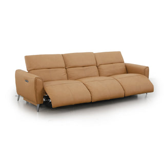 Bronte 3 Seater Without Console, shown in Oslo-Antelope leather - reclined