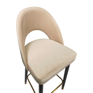 Cove Beige Bar Stool - Velvet Fabric/Rubberwood