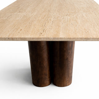 Serenity Natural Travertine and Mango Wood Dining Table