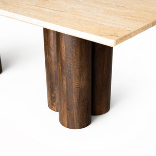 Serenity Natural Travertine and Mango Wood Dining Table