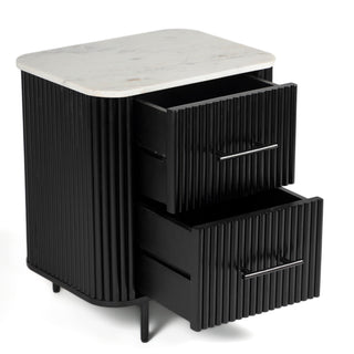 Kelby Marble Bedside Table - Black