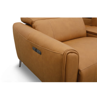 Bronte Genuine Leather lounge with Electric Recliners, Electric Headrests & Console
