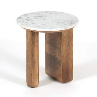 Logan White Marble Round Side Table