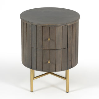 Piano Round Bedside Table - Ash Grey