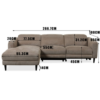 Camden RHF Fabric Chaise Lounge with Electric Recliner