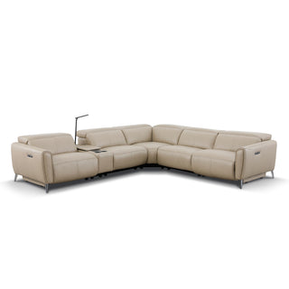 Bronte Modular Genuine Leather Sofa with Dual Electric Recliners, Electric Headrests, LED Light Console, Wireless Charging & Storage