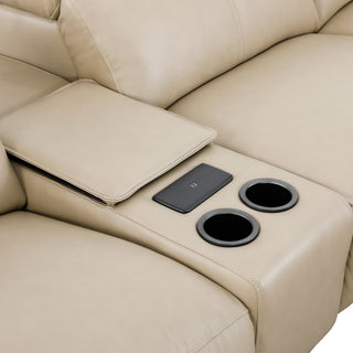 Bronte Modular Genuine Leather Sofa with Dual Electric Recliners, Electric Headrests, LED Light Console, Wireless Charging & Storage