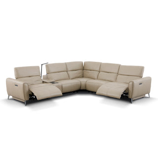 Bronte Modular Genuine Leather Sofa with Dual Electric Recliners, Electric Headrests, LED Light Console, Wireless Charging & Storage