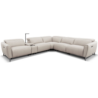 Bronte Modular Genuine Leather Sofa with Dual Electric Recliners, Electric Headrests, LED Light Console, Wireless Charging & Storage