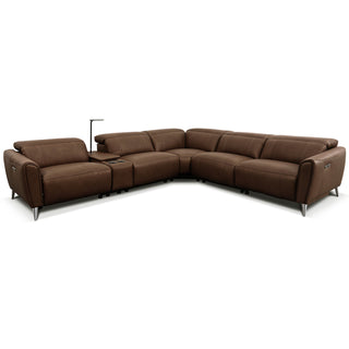 Bronte Modular Genuine Leather Sofa with Dual Electric Recliners, Electric Headrests, LED Light Console, Wireless Charging & Storage