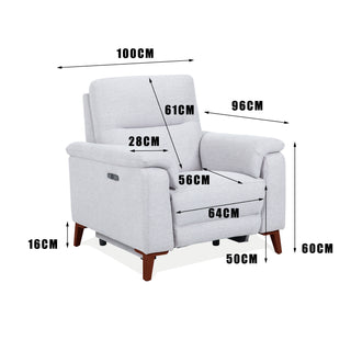 Austin Fabric Electric Recliner Armchair - Light Grey
