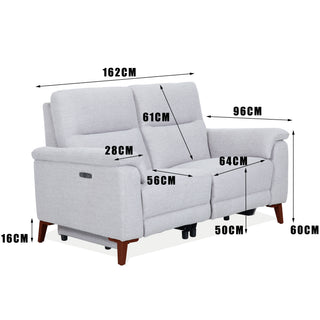 Austin 2 Seat Fabric Dual Electric Recliner - Light Grey