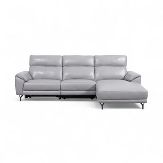 Ashford RHF Genuine Leather Chaise Lounge With Electric Recliner