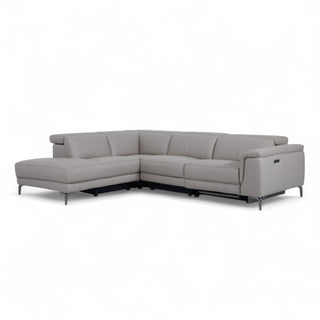 Dromana 5 Seat LHF Genuine Leather Corner Terminal With Electric Recliner