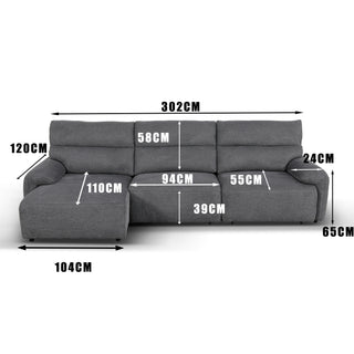 Brookfield Electric Slide out Sofa/Chaise LHF - Charcoal Grey