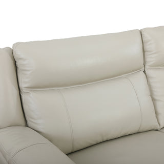 Velento 3 Seat Genuine Leather Dual Electric Recliner- Cream