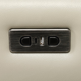 Velento Genuine Leather Electric Recliner Armchair - Cream