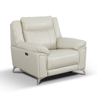 Velento Genuine Leather Electric Recliner Armchair - Cream