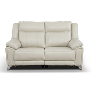 Velento 2 Seat Genuine Leather Dual Electric Recliner - Cream