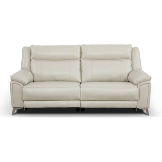 Velento 3 Seat Genuine Leather Dual Electric Recliner- Cream