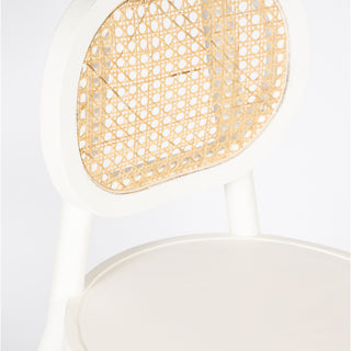 Retro Mango Wood & Cane Dining Chair - White
