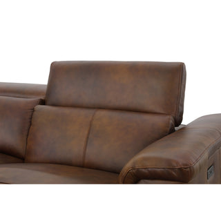 Dromana 5 Seat RHF Genuine Leather Corner Terminal With Electric Recliner - Cognac Brown