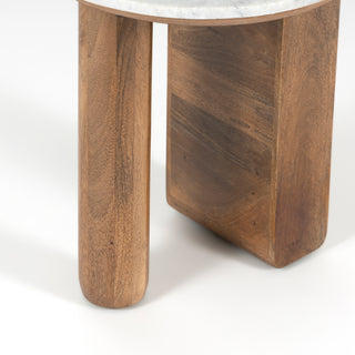 Logan White Marble Round Side Table