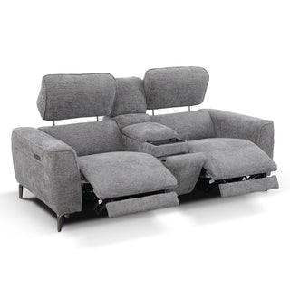Tivoli 2 Seat Dual Electric Recliner with Electric Telescopic Headrests, Console, Wireless Charging & Speakers - Charcoal