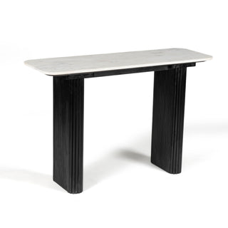 Kelby Marble Console Table with Wooden Legs - Black