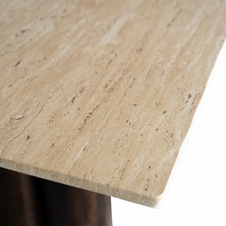 Serenity Natural Travertine and Mango Wood Dining Table