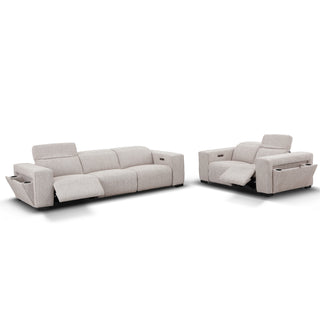 Aspen Fabric Electric Recliner with Electric Headrests - Chocolate