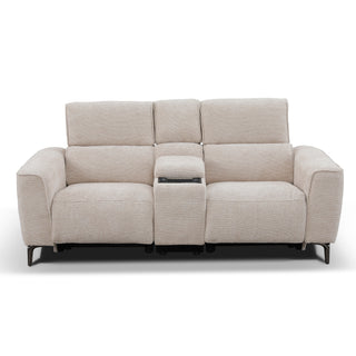 Tivoli 2 Seat Dual Electric Recliner with Electric Telescopic Headrests, Console, Wireless Charging & Speakers - Ivory