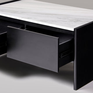 Ares black coffee table with handle-free drawers open