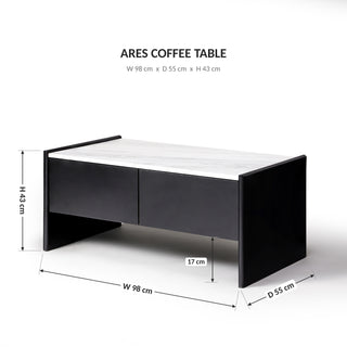 Ares Coffee Table dimensions 98cm x 55cm x 43cm