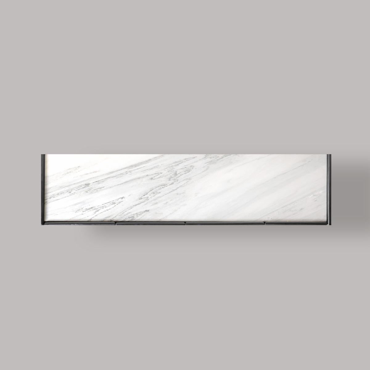 Natural white marble top on Ares black sideboard
