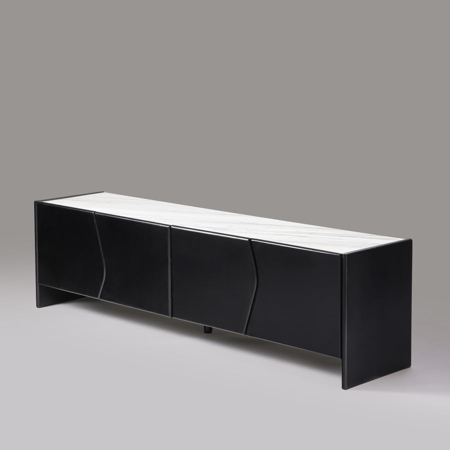 Ares TV unit angled view showing slab end panels