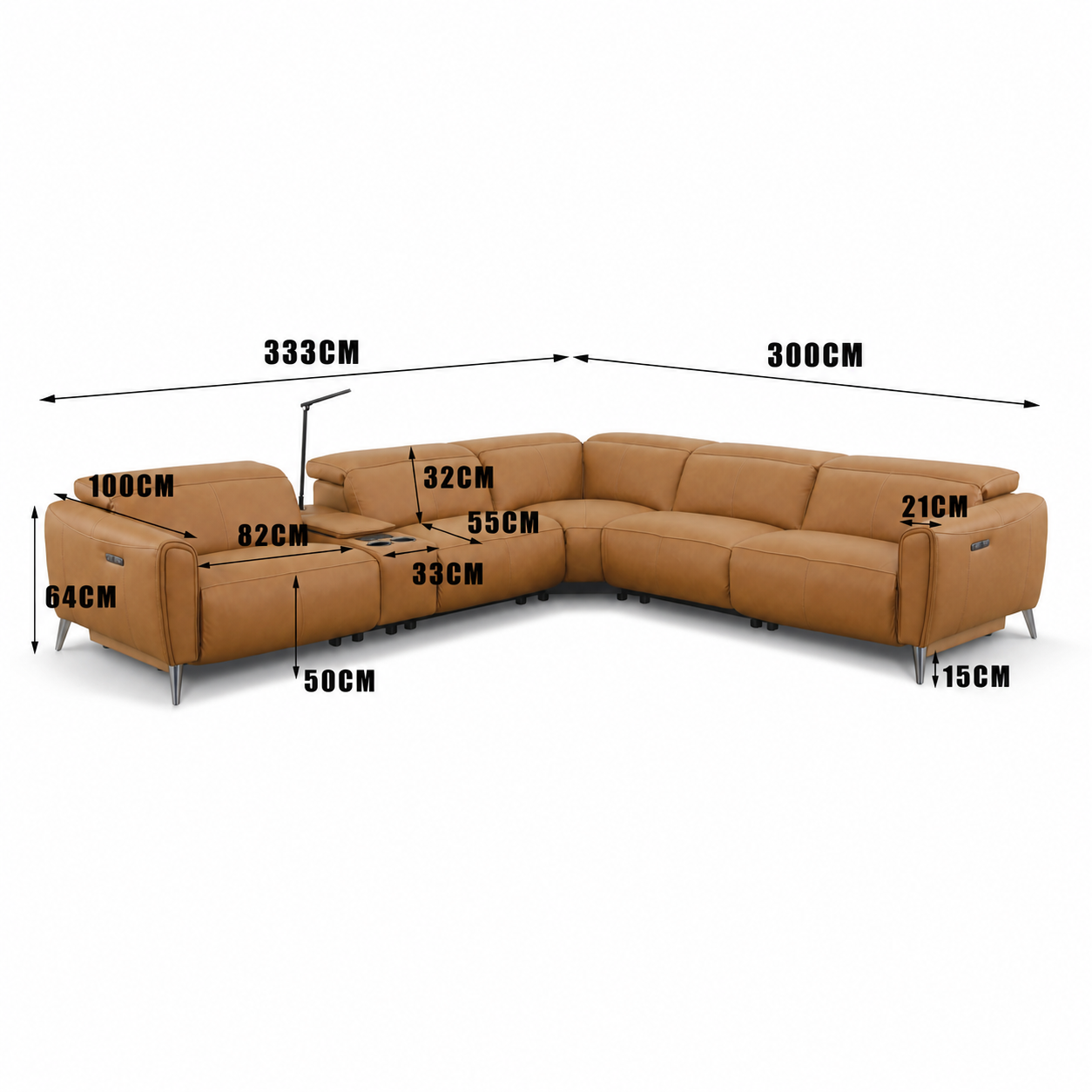 Bronte Standard corner configuration, dimensions diagram with all measurements