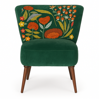 The Verdant Blossom Chair Hand Embroidered Chair