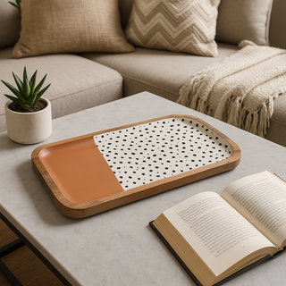 Polka Platter Set of 2 - Mango Wood