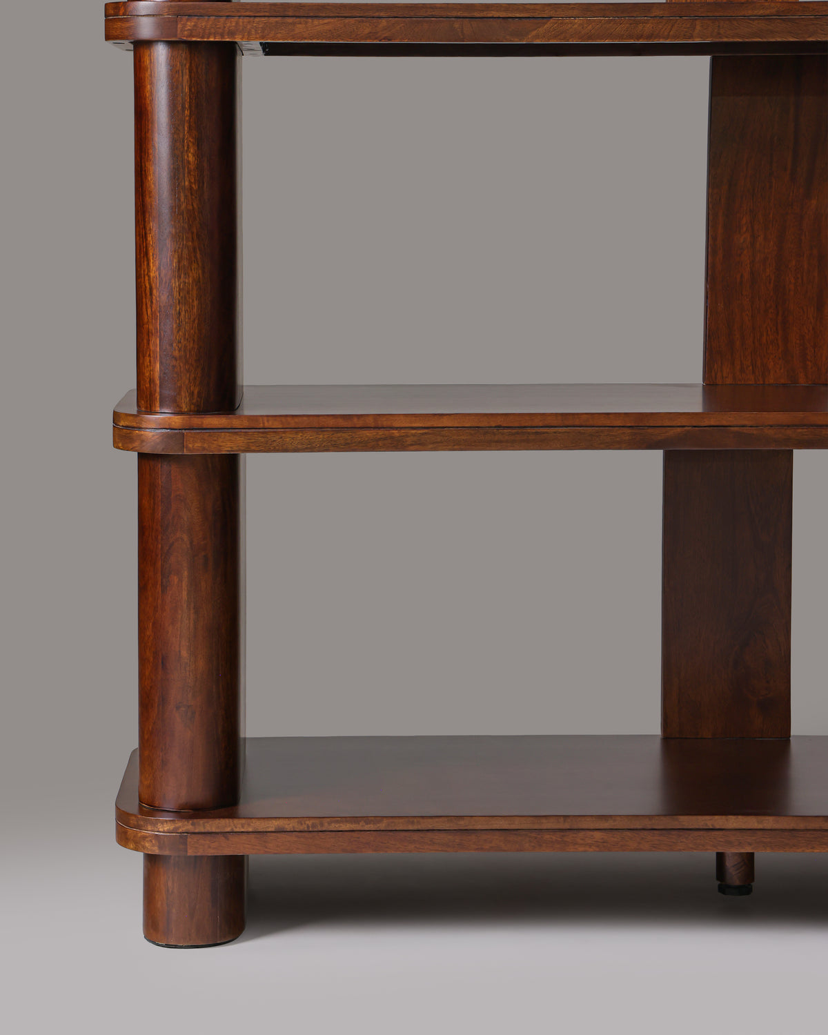 Cinder bookshelf rounded side post detail