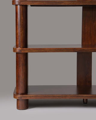 Cinder bookshelf rounded side post detail