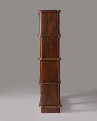 Cinder bookshelf open back and centre divider detail