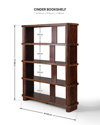 Cinder Bookshelf dimensions 145cm x 40cm x 180cm